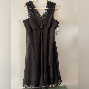 Tahari Black Dress with embellishment, size 14 NWT